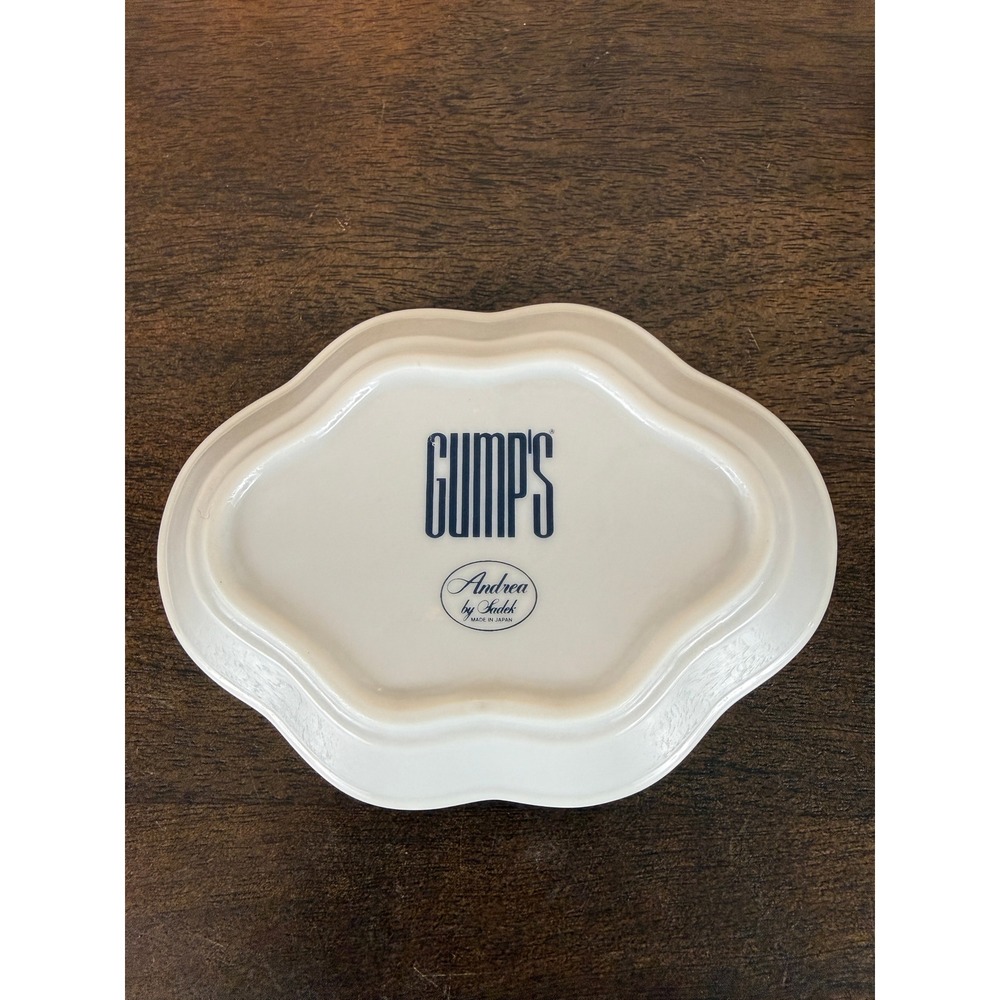 VTG 1980s Gump's SF Andrea by Sadek Blue White "Friends...Presents" Trinket Dish - Picture 7 of 10